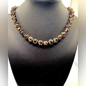 Murano Glass, Beautiful Black& Gold Genuine Italian Necklace-Excellent Condition